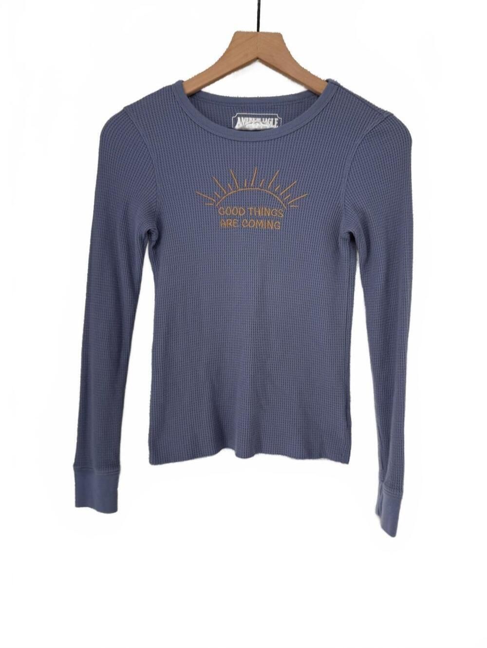American Eagle Women's Long Sleeve Waffle Knit Shirt XS